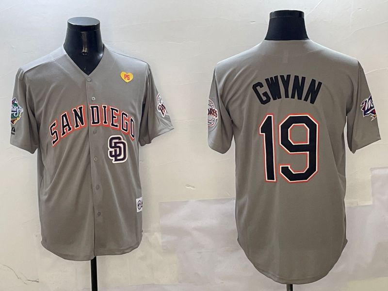 Men San Diego Padres 19 Gwynn Grey Throwback Game 2025 Nike MLB Jersey style 31214